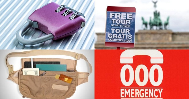 pictures of lock, emergency number, free tours, and waist belt - SAFETY TIPS FOR BEGINNER TRAVELLERS OR SOLO TRAVELLERS (2)
