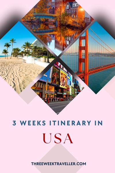 A 3-week US itinerary includes exploring New York City's landmarks, Washington D.C.'s museums, and Chicago's architecture. Enjoy the natural beauty of Yellowstone, San Francisco's Golden Gate Bridge, and the vibrant culture of New Orleans. via @threeweektraveller