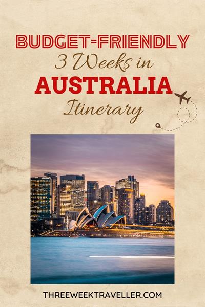 A 3-week Australia itinerary includes exploring Sydney's iconic landmarks, diving in the Great Barrier Reef, and experiencing Melbourne's culture. Discover the Outback's Uluru, relax on the Gold Coast's beaches, and explore Tasmania's natural beauty. via @threeweektraveller